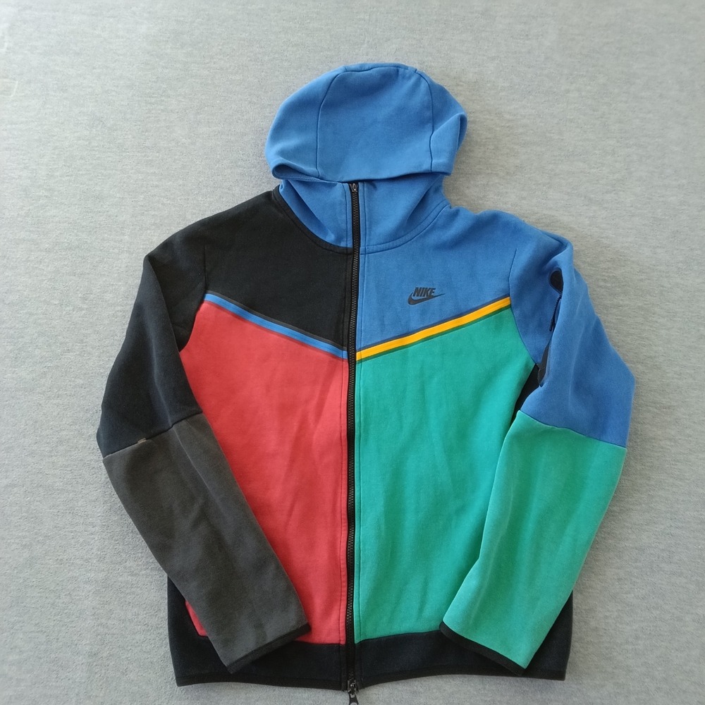 Nike Sportswear Tech Fleece Colorblock Full Zip Hoodie Blue Green Red Mens M